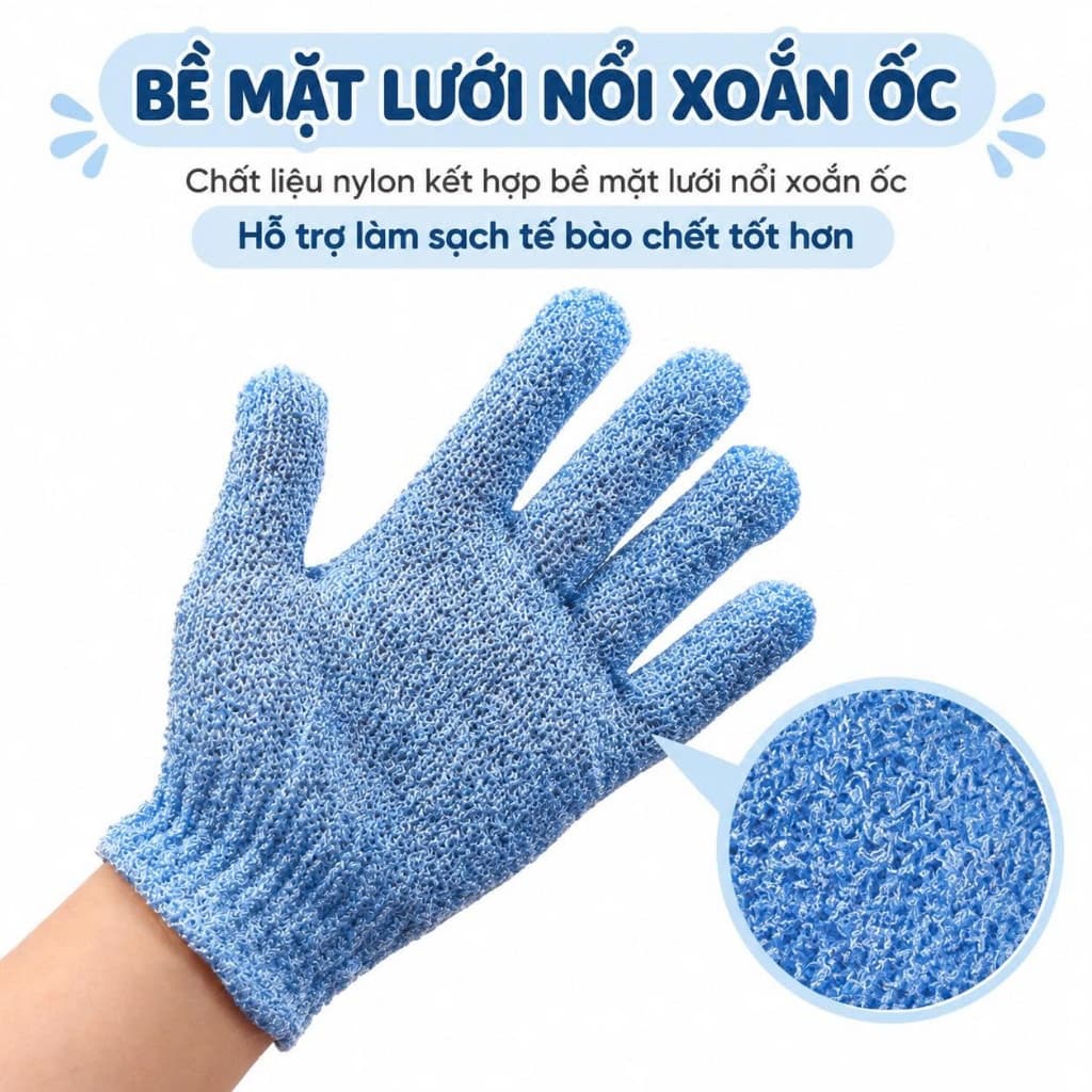 Găng Tay Tắm Tẩy Tế Bào Chết Tạo Bọt, Bao Tay Chà Tắm Làm Sạch Da994