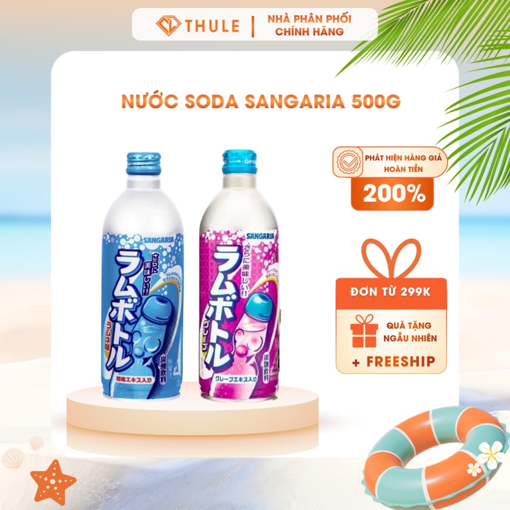 Nước Soda Ramune SANGARIA 500ml Nhật Bản – Nước Ngọt Có Gas Thanh Mát Giải Khát