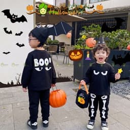 [10-29KG] Bộ Dài Tay Halloween Cho Bé Trai, Bé Gái KIMCHIBABY Vải Cotton Cao Cấp 190gsm,Bộ Cho Bé Mặc Thu Đông MKMTD2240 5