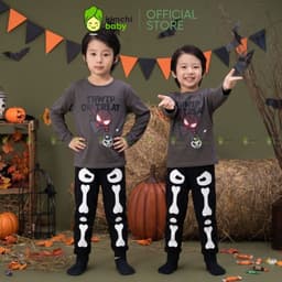 [10-29KG] Bộ Dài Tay Halloween Cho Bé Trai, Bé Gái KIMCHIBABY Vải Cotton Cao Cấp 190gsm,Bộ Cho Bé Mặc Thu Đông MKMTD2240 7