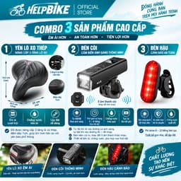 COMBO Yên Béo Xe Đạp 3 Tầng Thép YB02, Đèn Còi Xe Đạp 06 Sịn, Đèn Hậu Xe Đạp 04 - CBX3 2