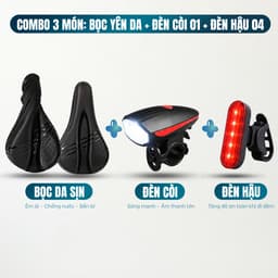 COMBO Bọc Yên Xe Đạp Da 05, Đèn Còi 01 Phổ Thông, Đèn Hậu 04 - CBX2 5