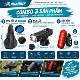COMBO Bọc Yên Xe Đạp Da, Đèn Còi Xe Đạp 06 Sịn, Đèn Hậu Xe Đạp 04 - CBX1 2