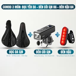 COMBO Bọc Yên Xe Đạp Da, Đèn Còi Xe Đạp 06 Sịn, Đèn Hậu Xe Đạp 04 - CBX1 7