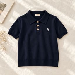 Áo Len Dệt Kim Nữ Tay Ngắn Cổ Bẻ Thêu Hình Hươu Form Suông Thanh Lịch Evalover 2