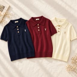 Áo Len Dệt Kim Nữ Tay Ngắn Cổ Bẻ Thêu Hình Hươu Form Suông Thanh Lịch Evalover 5