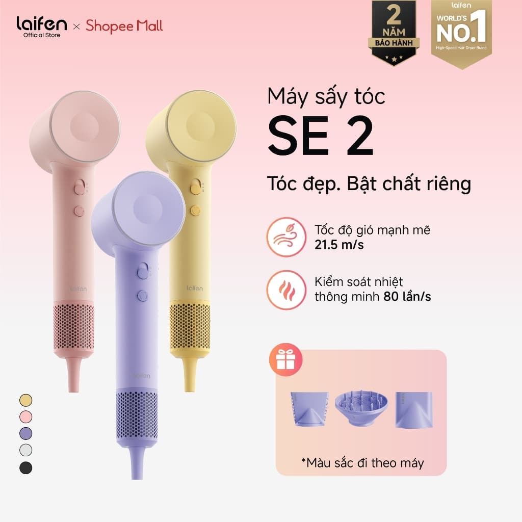 [Giao ngày 30/9] Máy Sấy Tóc Ion Âm Laifen SE 2 Chính Hãng, Sấy Nhanh, Giảm Tóc Xù Rối, Kiểm Soát Nhiệt
