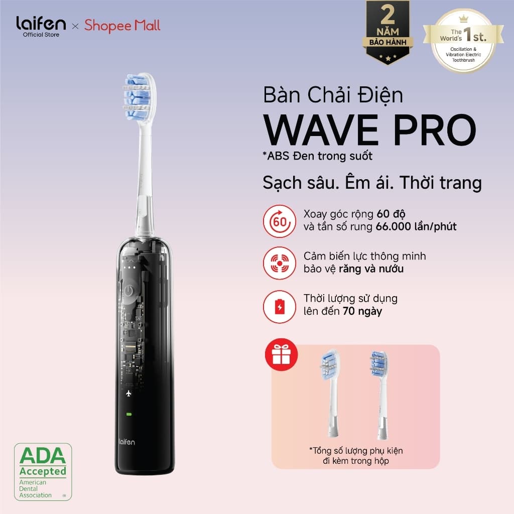 [Livestream] Bàn chải điện Laifen Wave Pro (LFTB02-PT) IPX8, Pin 70 Ngày, Điều Chỉnh 10 Mức Độ, Bảo Hành 24 Tháng