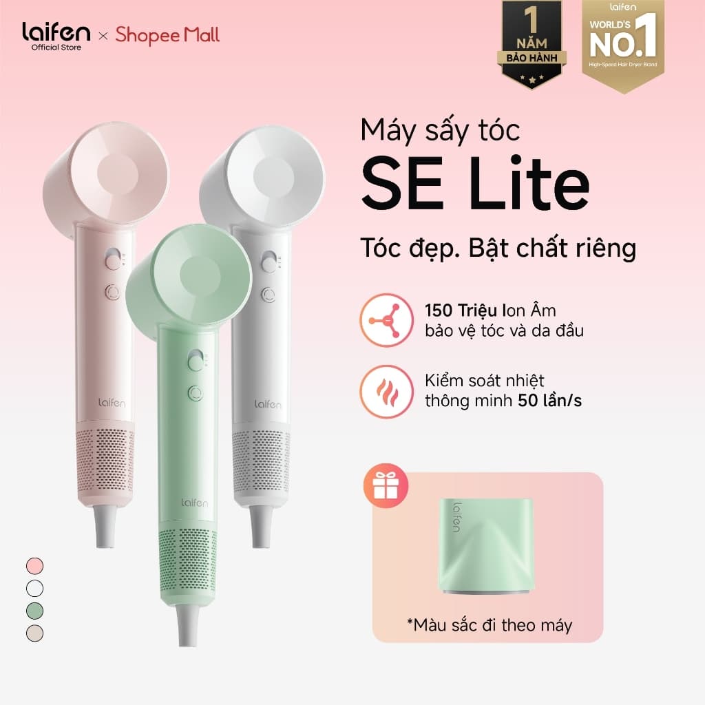 [Hàng Đặt Trước] Máy Sấy Tóc Ion Âm Laifen SE Lite, Động Cơ Tốc Độ Cao, Kiểm Soát Nhiệt Thông Minh, Bảo Hành 12 tháng