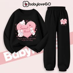 Bộ thu đông bé gái BabyloveGO 2026 set quần áo dài tay chất thun cotton size 10kg đến 45kg BD-RA06 9