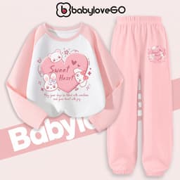 Bộ thu đông bé gái BabyloveGO 2026 set quần áo dài tay chất thun cotton size 10kg đến 45kg BD-RA06 4