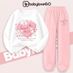 Bộ thu đông bé gái BabyloveGO 2026 set quần áo dài tay chất thun cotton size 10kg đến 45kg BD-RA06 1