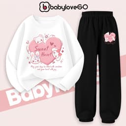 Bộ thu đông bé gái BabyloveGO 2026 set quần áo dài tay chất thun cotton size 10kg đến 45kg BD-RA06 7