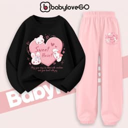 Bộ thu đông bé gái BabyloveGO 2026 set quần áo dài tay chất thun cotton size 10kg đến 45kg BD-RA06 6