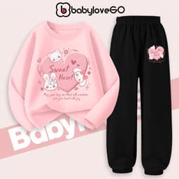 Bộ thu đông bé gái BabyloveGO 2026 set quần áo dài tay chất thun cotton size 10kg đến 45kg BD-RA06 3