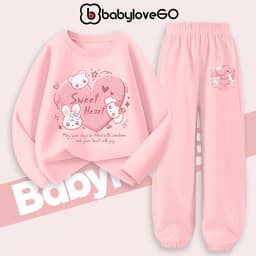 Bộ thu đông bé gái BabyloveGO 2026 set quần áo dài tay chất thun cotton size 10kg đến 45kg BD-RA06 2