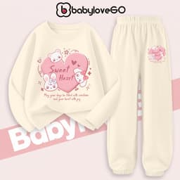 Bộ thu đông bé gái BabyloveGO 2026 set quần áo dài tay chất thun cotton size 10kg đến 45kg BD-RA06 8