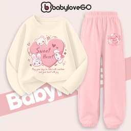 Bộ thu đông bé gái BabyloveGO 2026 set quần áo dài tay chất thun cotton size 10kg đến 45kg BD-RA06 5