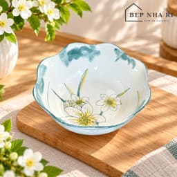 [ BepNhaRi ] Bộ Bát Hoa Mặt Trời Gốm Sứ Ceramic - Họa tiết Hoa Thủy Tiên - dâng lễ Gia Tiên 4