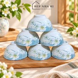 [ BepNhaRi ] Bộ Bát Hoa Mặt Trời Gốm Sứ Ceramic - Họa tiết Hoa Thủy Tiên - dâng lễ Gia Tiên 5