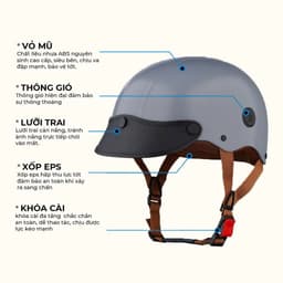 Mũ Bảo Hiểm Nửa Đầu M1 S06 Lưỡi Trai Hottrend, Đạt Chuẩn Nam Nữ Đi Xe Máy, Bảo Hành 12 Tháng 3