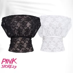 Áo Ren Hoa Nữ Trễ Vai PINKSTORE29 Phối Mặc Nhiều Kiểu A51615 9