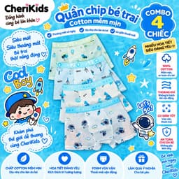 Combo 4 quần chíp đùi dạng lưới họa tiết Phi Hành Gia dễ thương cho bé trai quần lót thoáng khí chất thun lạnh Cherikids 1