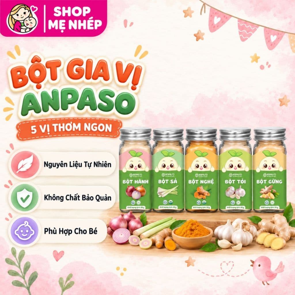 Bột gia vị ăn dặm Anpaso an toàn, lành tính, đa dạng hương vị cho bé từ 6 tháng