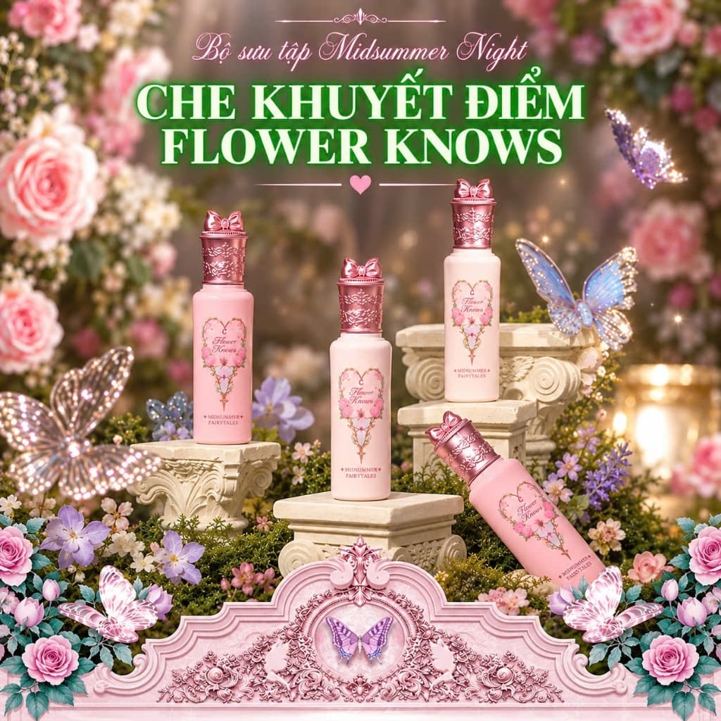 [AUTH] Kem che khuyết điểm dạng lỏng kết hợp làm sáng da Highlight FLOWER KNOWS (Hoa Biếc) dòng Midsummer Fairytails 6g