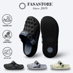 [TẶNG TẤT] Dép Sục Quai Hậu Nam Nữ FASASTORE Đế Cao 4cm Lót Rời Siêu Nhẹ Thoáng Khí Đi Biển Đi Mưa 1