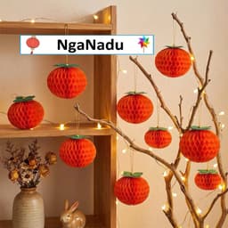 Sét 10 / 5 Đèn Lồng QUẢ HỒNG nhỏ mini Trang Trí Trung Thu,trường học,nhà cửa nhà hàng,quán cà phê,treo cành mai,cành đào 3