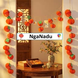 Sét 10 / 5 Đèn Lồng QUẢ HỒNG nhỏ mini Trang Trí Trung Thu,trường học,nhà cửa nhà hàng,quán cà phê,treo cành mai,cành đào 7