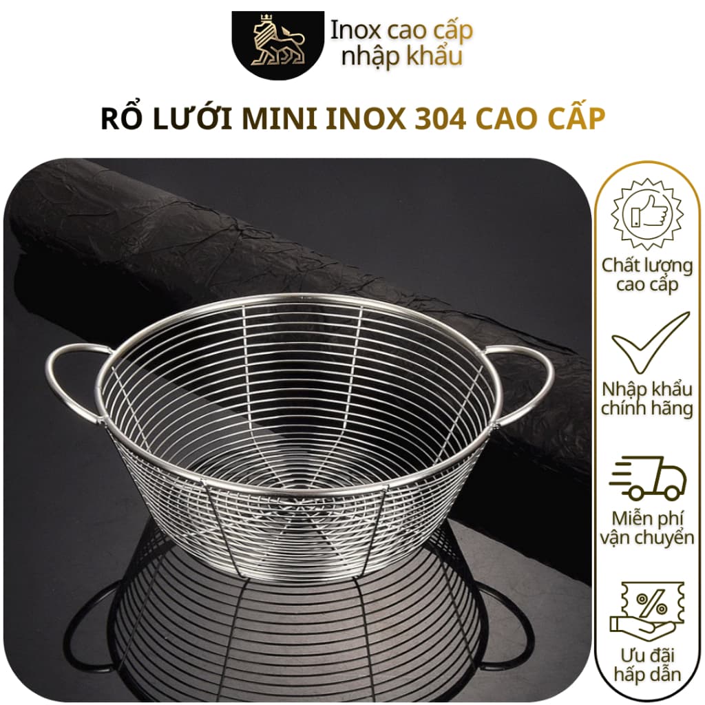 Rổ lưới inox 304 cao cấp đa năng đựng trái cây, củ quả