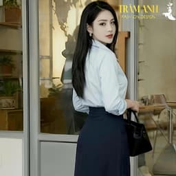 Thời trang công sở-chân váy a dáng dài,công sở tạo cảm giác kín đáo trưởng thành,thanh lịch CV-01 4