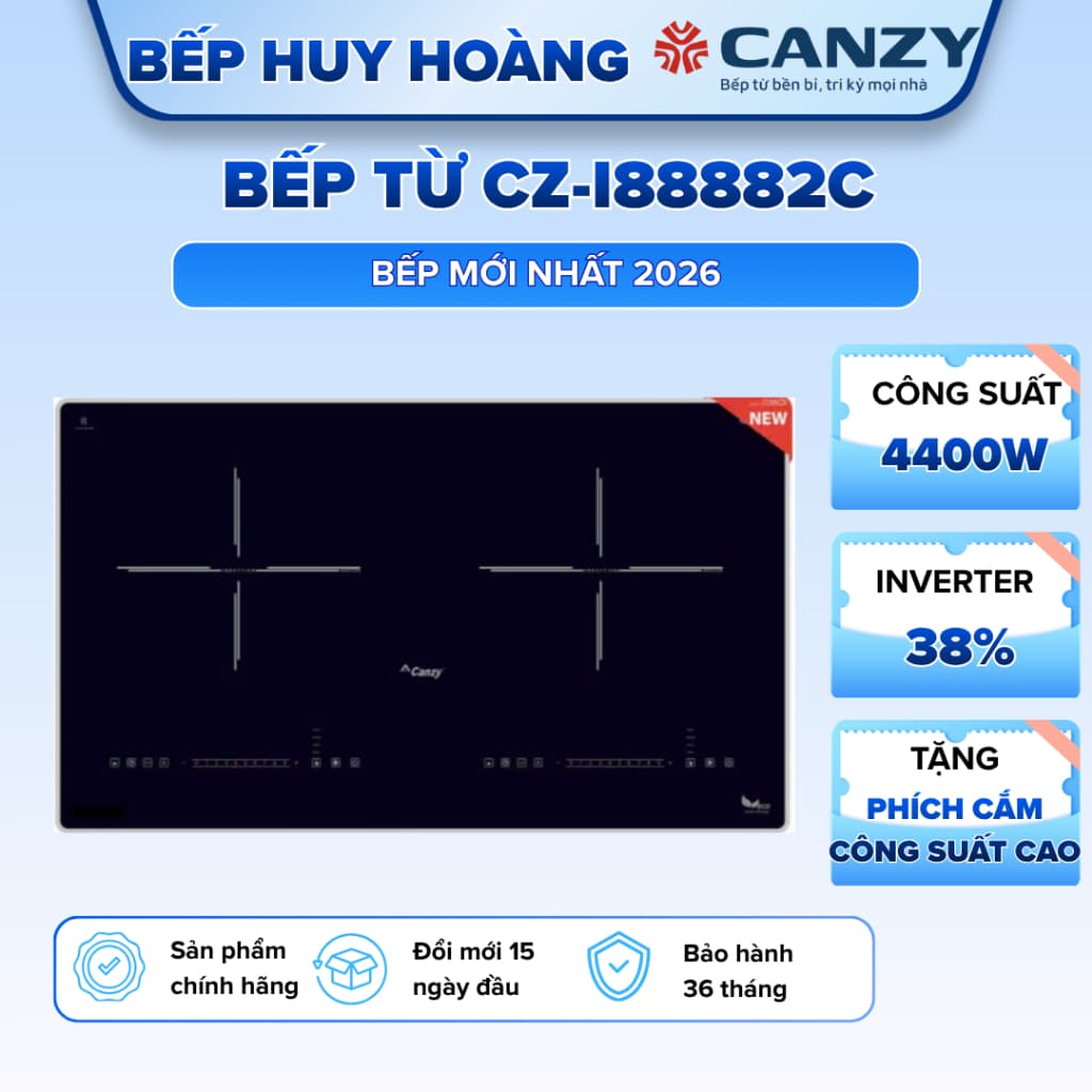 Bếp từ đôi CANZY I8882C | Model 2026 | Sôi liu riu | Bảo hành 3 năm