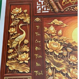 Tranh Cửu Huyền Dán Tường Ban Thờ Trang Nghiêm Dễ Dán - Vải lụa kim tuyến-Tặng keo dán hướng dẫn dán 4