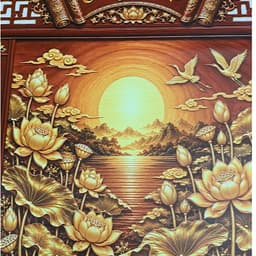 Tranh Cửu Huyền Dán Tường Ban Thờ Trang Nghiêm Dễ Dán - Vải lụa kim tuyến-Tặng keo dán hướng dẫn dán 5