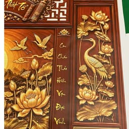 Tranh Cửu Huyền Dán Tường Ban Thờ Trang Nghiêm Dễ Dán - Vải lụa kim tuyến-Tặng keo dán hướng dẫn dán 6