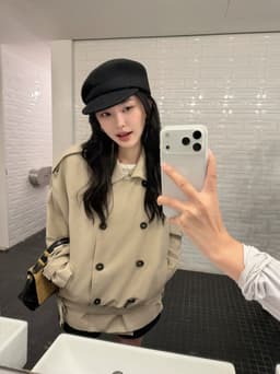 (Dmina)  Áo Khoác Măng Tô Nữ Cao Cấp Cổ Bẻ 2 Hàng Cúc Tặng Kèm Đai Phong Cach Hàn Quốc Retro 4