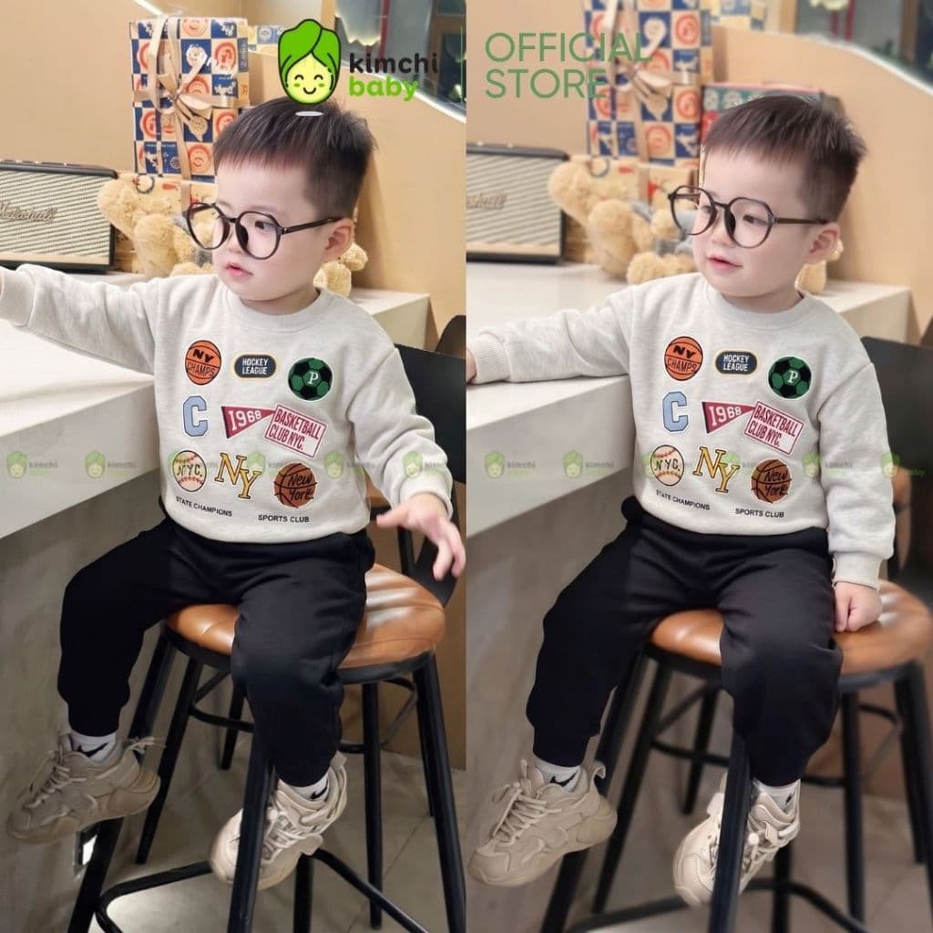 [10-29kg] Bộ Nỉ 2 Da Cao Cấp Dài Tay Cho Bé Trai Dày Mịn Ấm KIMCHIBABY Họa Tiết Ô Tô, Siêu Nhân Người Nhện BN602