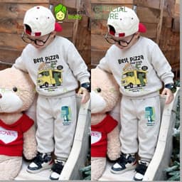 [10-29kg] Bộ Dài Tay Vải Nỉ 2 Da Cao Cấp Cho Bé Trai Dày Mịn Ấm KIMCHIBABY In Khủng Long, Bộ Cho Bé Mặc Thu Đông BN602 1