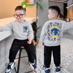 [10-29kg] Bộ Dài Tay Vải Nỉ 2 Da Cao Cấp Cho Bé Trai Dày Mịn Ấm KIMCHIBABY In Khủng Long, Bộ Cho Bé Mặc Thu Đông BN602 4