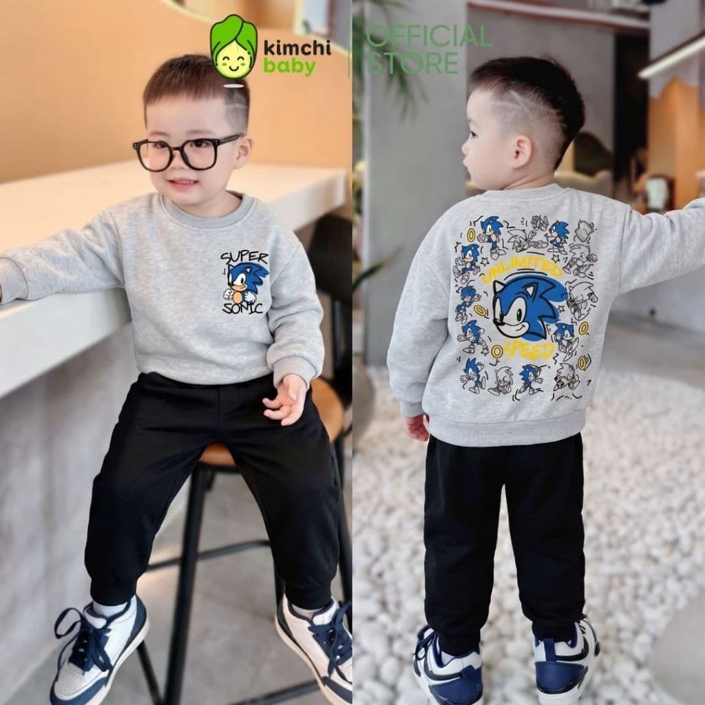 [10-29kg] Bộ Dài Tay Cho Bé Trai Vải Nỉ 2 Da Cao Cấp Dày Mịn Ấm KIMCHIBABY Họa Tiết Hoạt Hình Siêu Nhân Người Nhện BN602