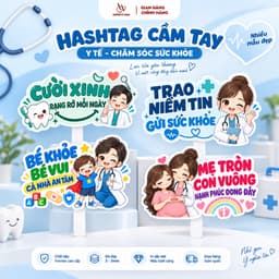 Combo Hashtag Khai Trương, Hashtag Y Tế, Sức Khỏe, Chụp Ảnh Phòng Khám, Nha Khoa, Nhà Thuốc, Có Sẵn Tay Cầm - Xưởng In 1