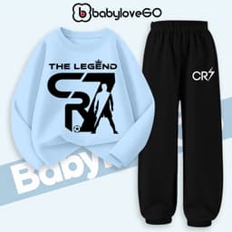 Bộ thu đông bé trai BabyloveGO, set quần áo đá bóng chất thun cotton dài tay cho bé 1-10 tuổi BD-CR7 6