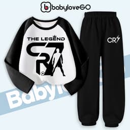 Bộ thu đông bé trai BabyloveGO, set quần áo đá bóng chất thun cotton dài tay cho bé 1-10 tuổi BD-CR7 9