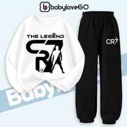 Bộ thu đông bé trai BabyloveGO, set quần áo đá bóng chất thun cotton dài tay cho bé 1-10 tuổi BD-CR7 1