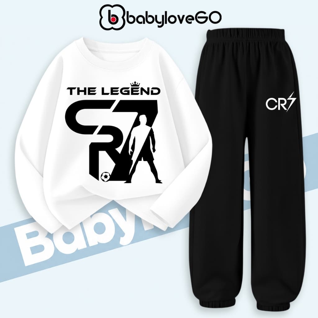 Bộ thu đông bé trai BabyloveGO, set quần áo đá bóng chất thun cotton dài tay cho bé 1-10 tuổi BD-CR7