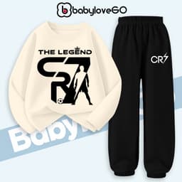 Bộ thu đông bé trai BabyloveGO, set quần áo đá bóng chất thun cotton dài tay cho bé 1-10 tuổi BD-CR7 7