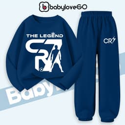 Bộ thu đông bé trai BabyloveGO, set quần áo đá bóng chất thun cotton dài tay cho bé 1-10 tuổi BD-CR7 3